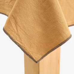 Mantel de algodón con flecos mostaza 140x250cm^Casa Viva Online