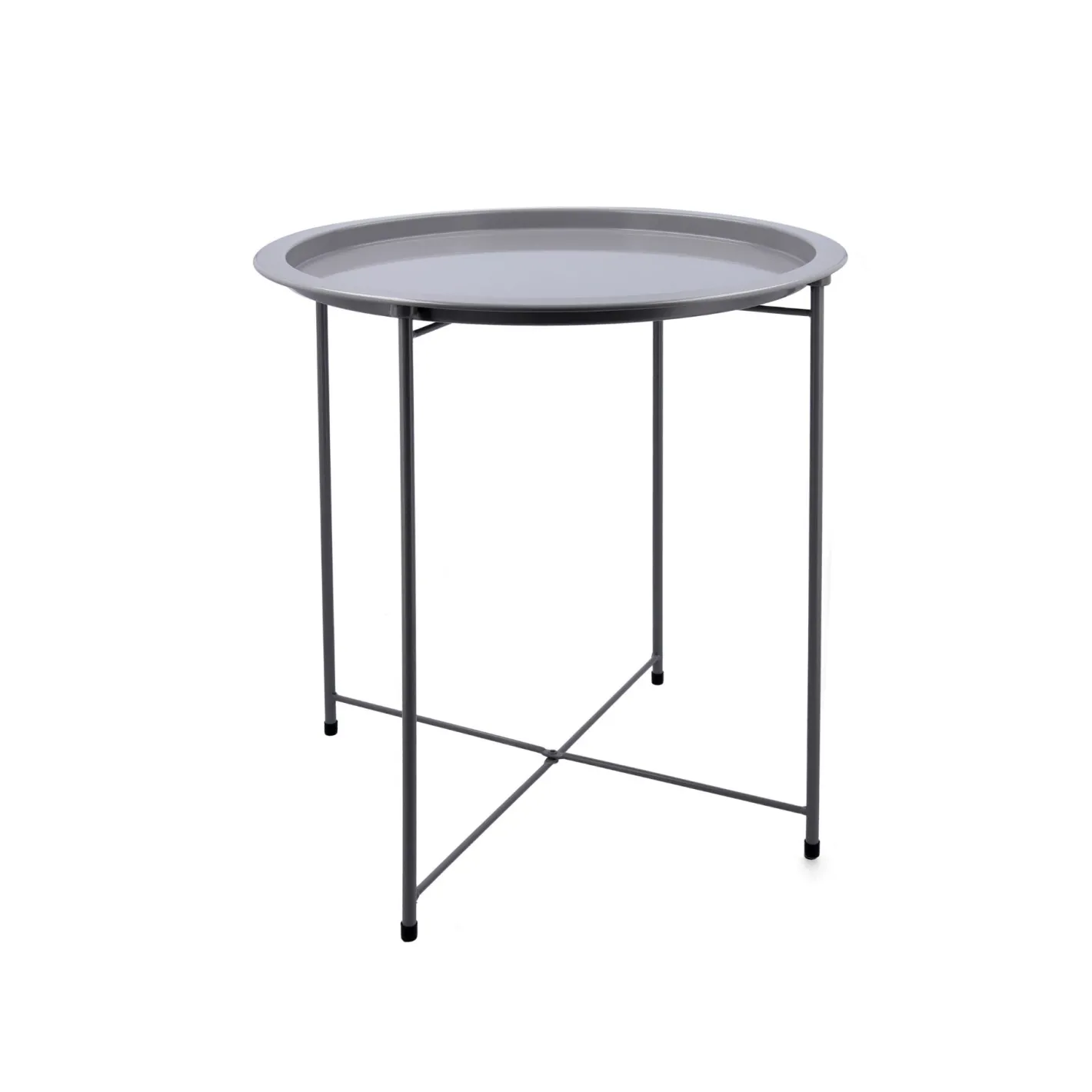 Mesa auxiliar de acero gris Nora Ø47x50cm^Casa Viva Best