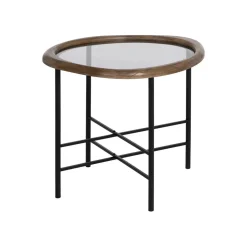 Mesa auxiliar de madera y metal 61x50x53cm^Casa Viva