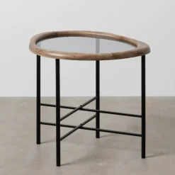 Mesa auxiliar de madera y metal 61x50x53cm^Casa Viva