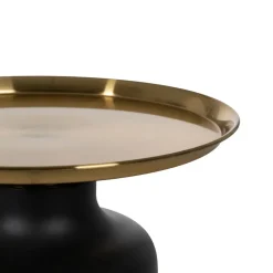 Mesa auxiliar de metal negra y dorada Ø50x47,50cm^Casa Viva Discount