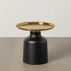 Mesa auxiliar de metal negra y dorada Ø50x47,50cm^Casa Viva Discount