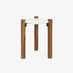 Mesa auxiliar de mármol y madera Houston Ø40x50cm Clau&Chloe^Casa Viva Outlet