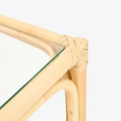 Mesa auxiliar de ratán y cristal Corvo 55x55x50cm^Casa Viva New