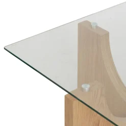 Mesa de centro de cristal y madera DM Milán 85x85x45cm^Casa Viva Discount