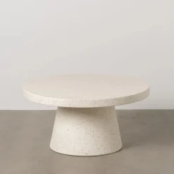 Mesa de centro de fibra de magnesio blanca Milo Ø80x38cm^Casa Viva Discount