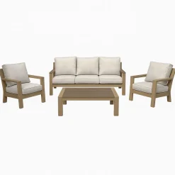 Mesa de centro de jardín de aluminio efecto madera Durres 120x72x41cm^Casa Viva Best