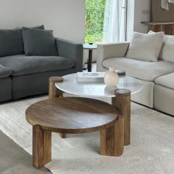 Mesa de centro de madera de mango Polanco Ø80x35cm Clau&Chloe^Casa Viva Hot