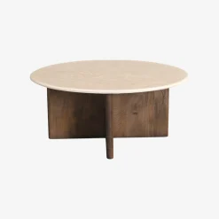 Mesa de centro de madera de mango y mármol Kioto Ø90x38cm^Casa Viva New