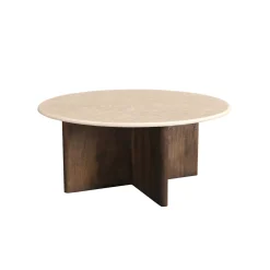 Mesa de centro de madera de mango y mármol Kioto Ø90x38cm^Casa Viva New