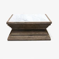Mesa de centro de madera de olmo reciclada Pisco 100x100x45cm^Casa Viva Outlet