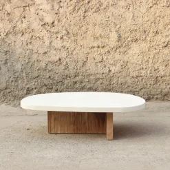 Mesa de centro de microcemento y madera de acacia Balin 105x60x30cm Clau&Chloe^Casa Viva Online