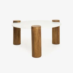 Mesa de centro de mármol y madera Houston Ø90x45 Clau&Chloe^Casa Viva Sale