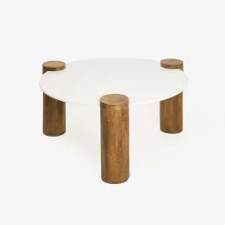 Mesa de centro de mármol y madera Houston Ø90x45 Clau&Chloe^Casa Viva Sale