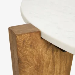Mesa de centro de mármol y madera Berlín Ø90x45 Clau&Chloe^Casa Viva Online