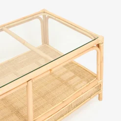 Mesa de centro de ratán y cristal Corvo 110x60x40cm^Casa Viva Hot