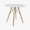 Mesa de comedor de madera blanca Leisure Ø100x75cm^Casa Viva Online