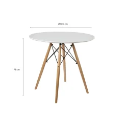 Mesa de comedor de madera blanca Leisure Ø100x75cm^Casa Viva Online