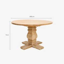 Mesa de comedor de madera de olmo Toulouse Ø120x76cm^Casa Viva Best