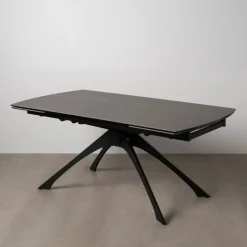 Mesa de comedor extensible de cerámica y cristal gris oscuro 180/260x90x76cm^Casa Viva Discount