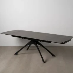 Mesa de comedor extensible de cerámica y cristal gris oscuro 180/260x90x76cm^Casa Viva Discount