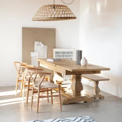 Mesa de comedor extensible de madera de olmo reciclada Toulouse 160/220x80x76cm^Casa Viva Clearance