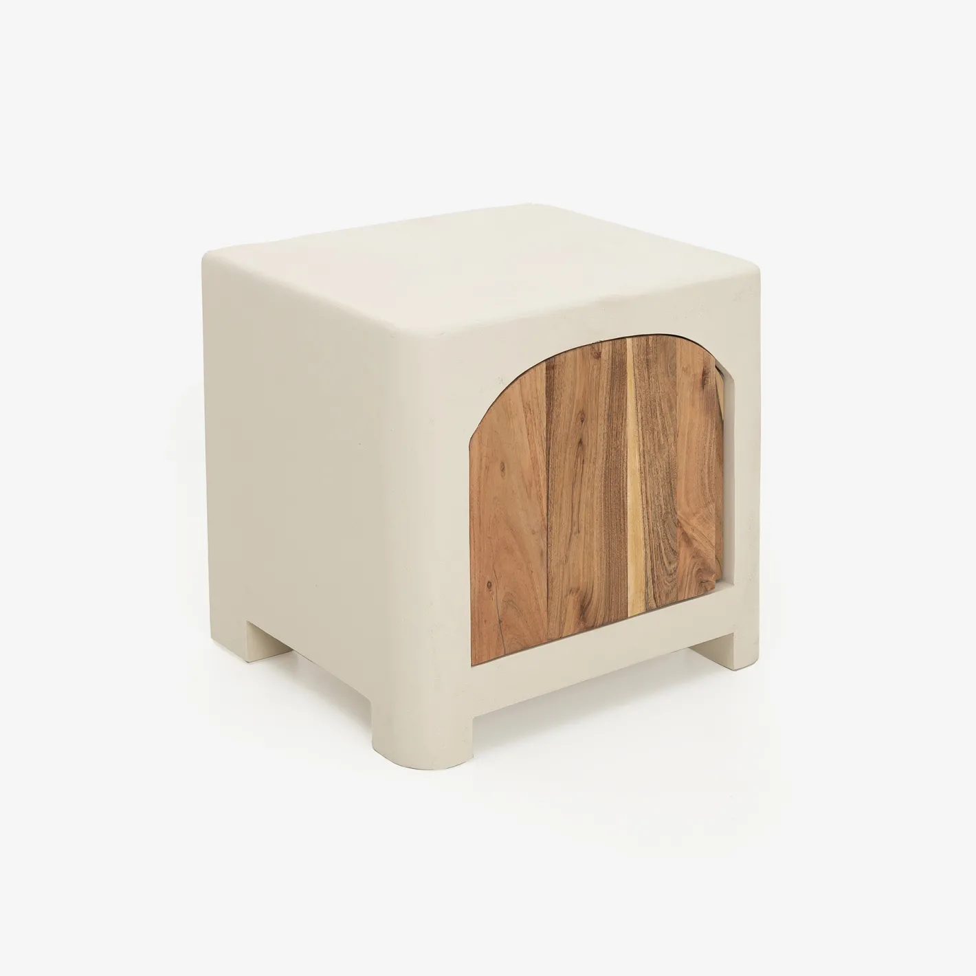 Mesita de noche de madera de acacia y microcemento Kurli 50x40x45cm Clau&Chloe^Casa Viva