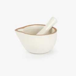 Mortero con ribete marrón de gres Ø11x10cm^Casa Viva Online