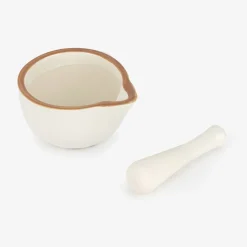 Mortero con ribete marrón de gres Ø11x10cm^Casa Viva Online