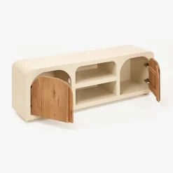 Mueble de TV de microcemento y madera de acacia Kurli 140x35x45cm Clau&Chloe^Casa Viva Hot