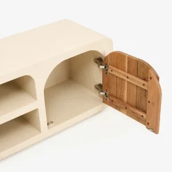 Mueble de TV de microcemento y madera de acacia Kurli 140x35x45cm Clau&Chloe^Casa Viva Hot