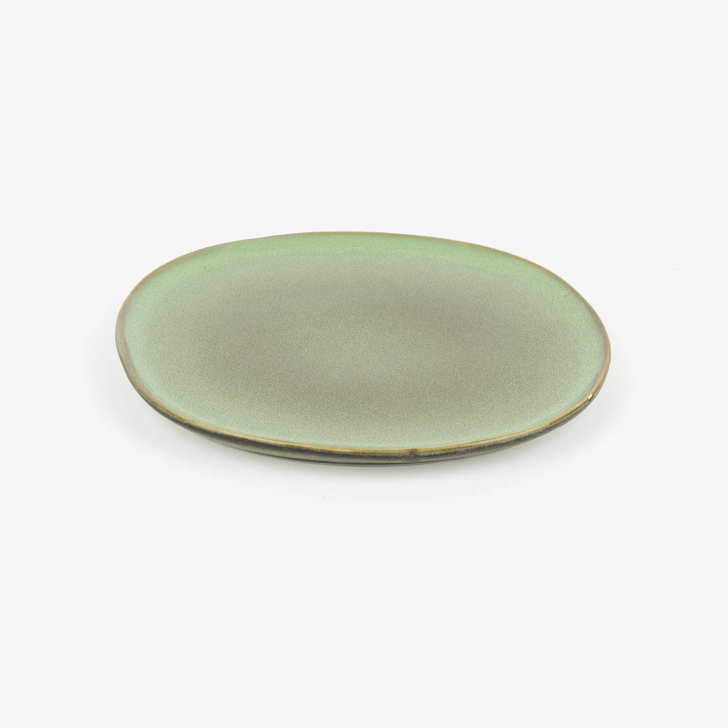 Plato de postre de gres verde Beget Ø20cm^Casa Viva Discount
