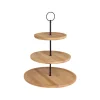 Plato de presentación de 3 pisos de bambú Ø28x34cm^Casa Viva New