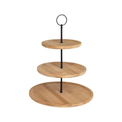 Plato de presentación de 3 pisos de bambú Ø28x34cm^Casa Viva New