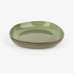 Plato hondo de gres verde Beget Ø21cm^Casa Viva New