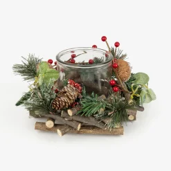 Portavelas bayas y piñas Ø20x12cm^Casa Viva Sale