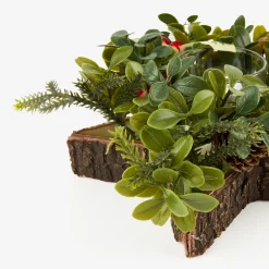 Portavelas de acebo y piñas Ø18x8cm^Casa Viva Outlet