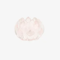 Portavelas de cristal rosa Flor Ø8x5,5cm^Casa Viva New