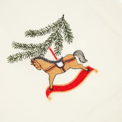 Servilleta blanca bordado Caballo balancín 45x45cm^Casa Viva Discount