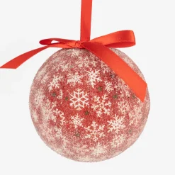 Set 7 bolas decorativas rojas copos de nieve 7,5cm^Casa Viva New