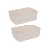 Set de 2 cestas de plástico beige Badet 19x14x6cm^Casa Viva Outlet