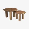 Set de 2 mesas auxiliares de madera Munich Ø60/45cm Clau&Chloe^Casa Viva Outlet