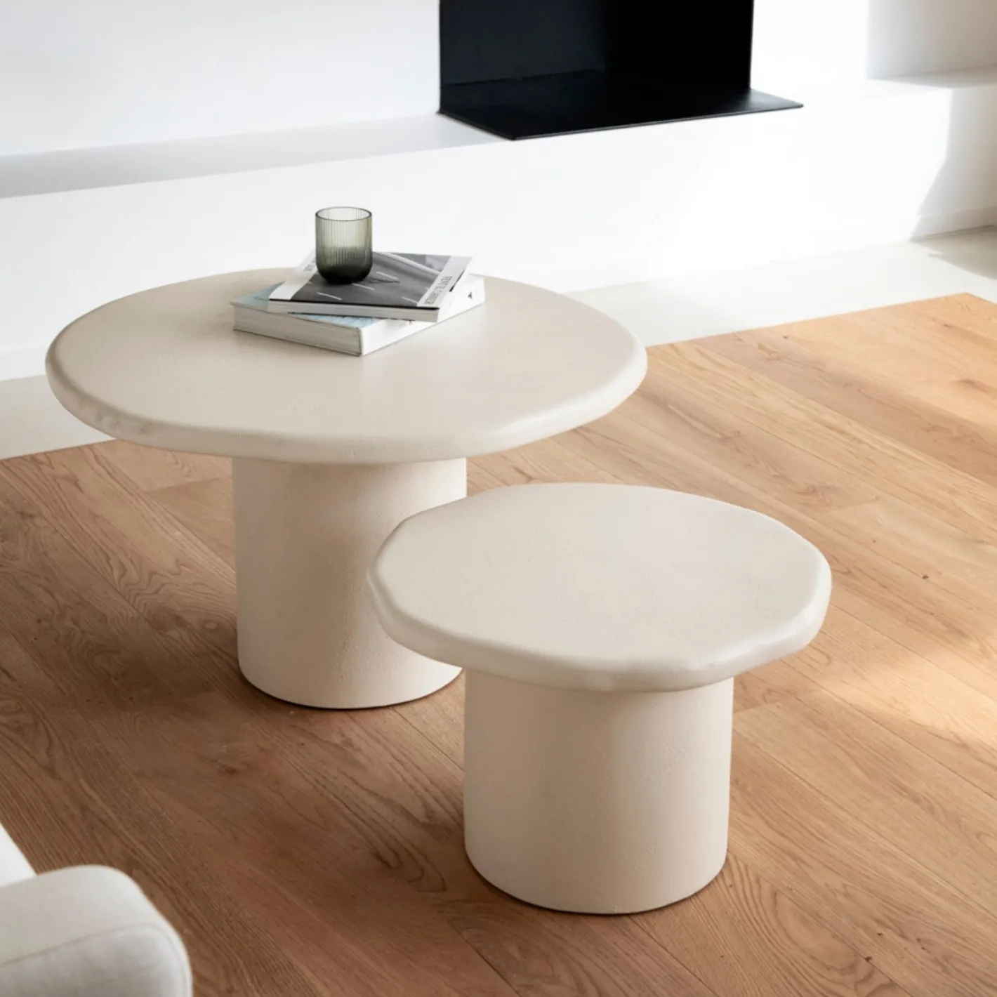 Set de 2 mesas auxiliares de microcemento Kurli 75/50cm Clau&Chloe^Casa Viva New