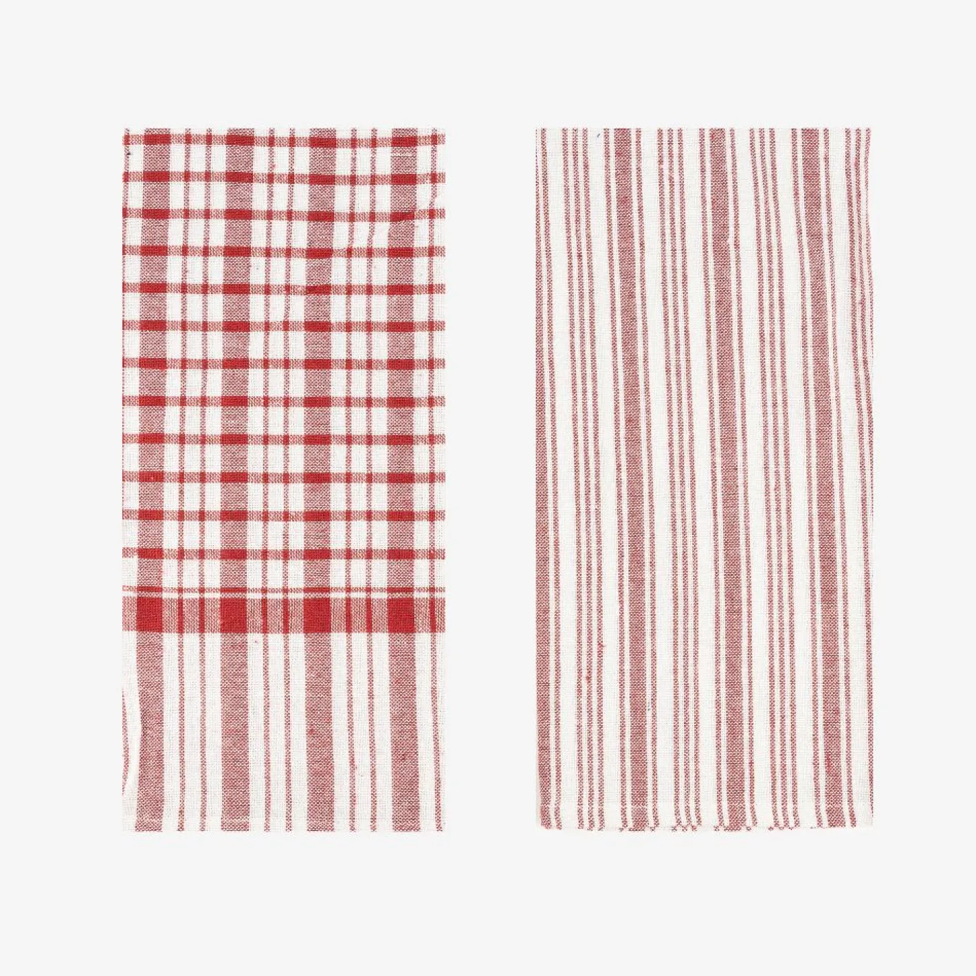 Set de 2 paños de algodón con rayas rojas Midson45x65cm^Casa Viva