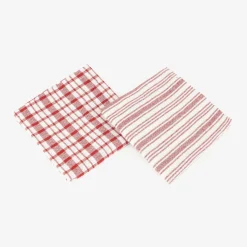 Set de 2 paños de algodón con rayas rojas Midson45x65cm^Casa Viva