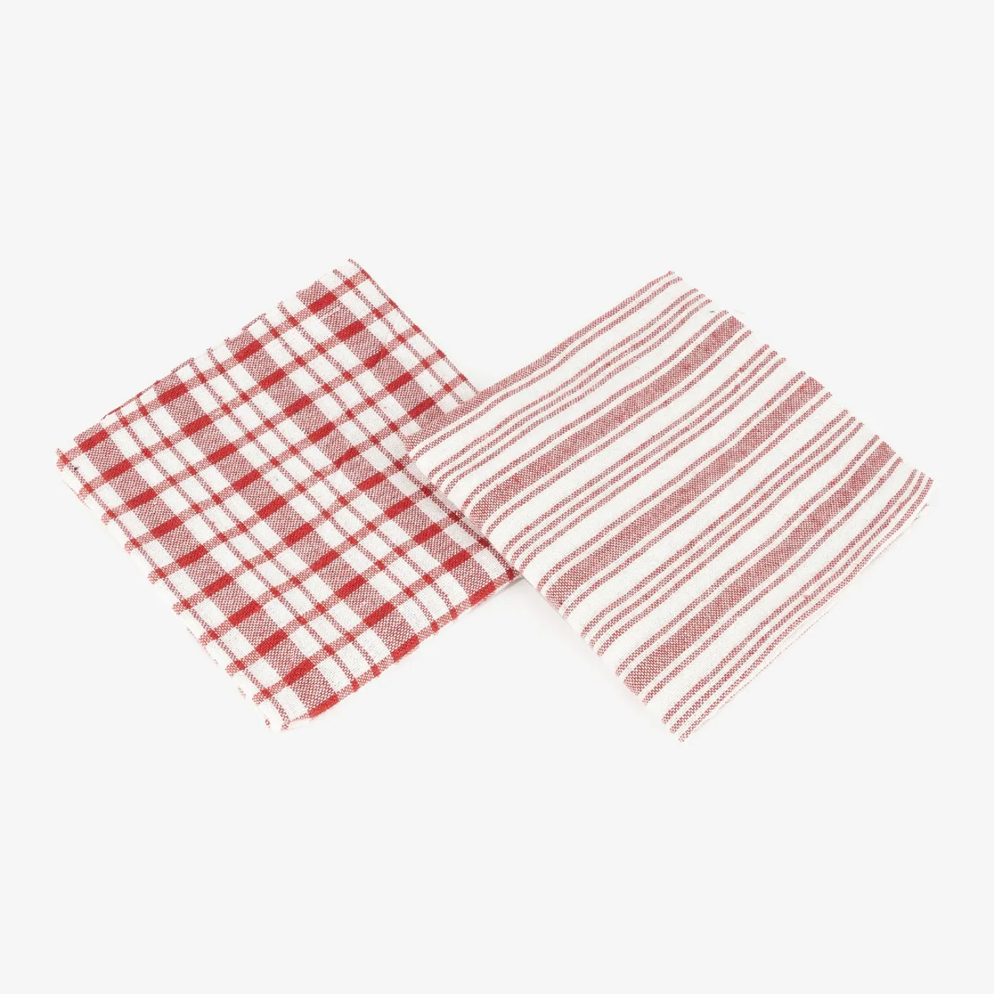Set de 2 paños de algodón con rayas rojas Midson45x65cm^Casa Viva