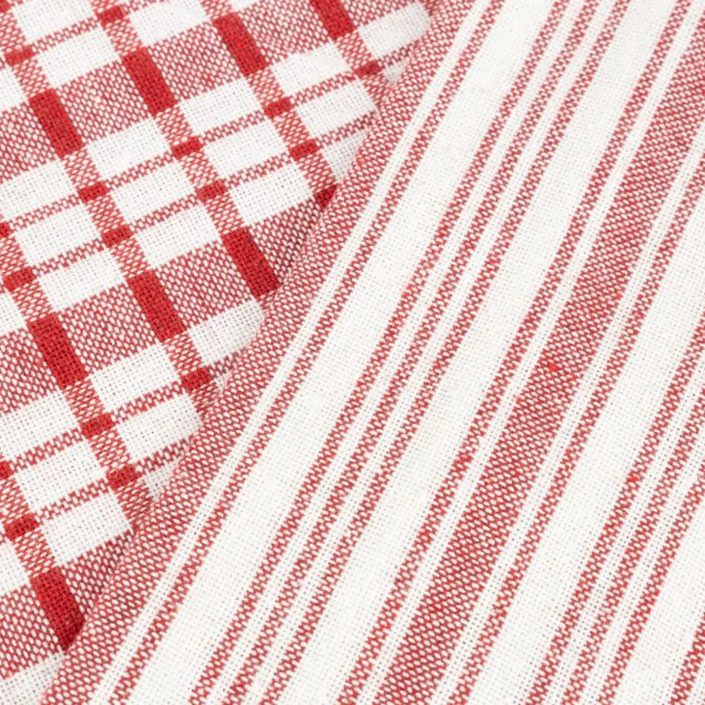Set de 2 paños de algodón con rayas rojas Midson45x65cm^Casa Viva