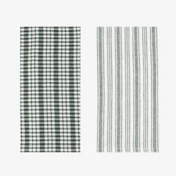 Set de 2 paños de algodón con rayas verde Midson45x65cm^Casa Viva