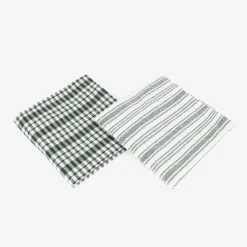 Set de 2 paños de algodón con rayas verde Midson45x65cm^Casa Viva