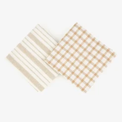 Set de 2 paños de algodón rayas beige Midson 45x65cm^Casa Viva Sale